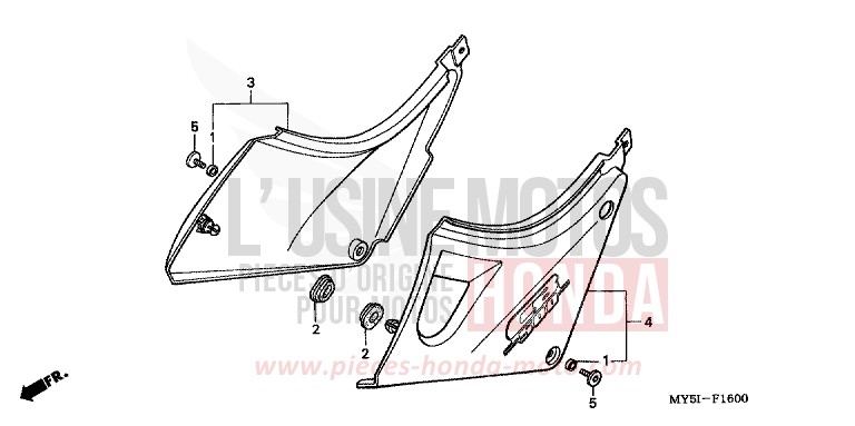 SEITENABDECKUNG von CB1300 Super Bold'or ABS RICH RED METALLIC (R255) von 2002